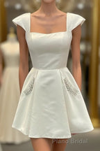 Cap Sleeves Short Yellow Homecoming Dresses with Lace Up Back