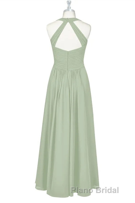 Sage Green Halter Backless A-Line Bridesmaid Dresses