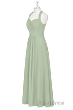 Sage Green Halter Backless A-Line Bridesmaid Dresses