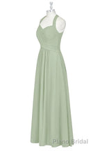 Sage Green Halter Backless A-Line Bridesmaid Dresses