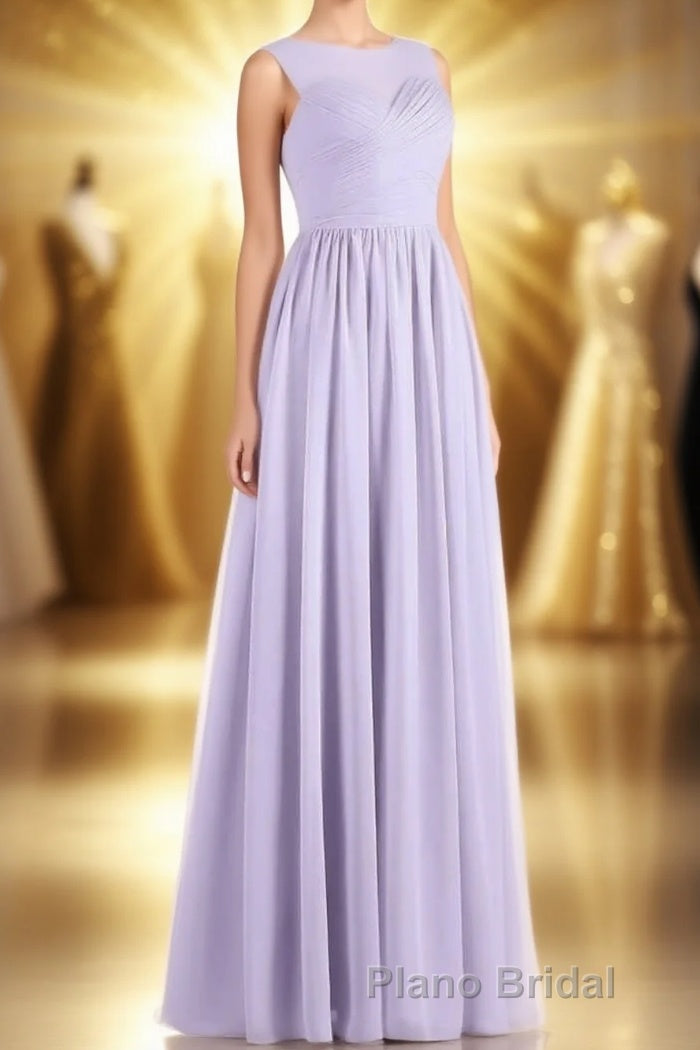 Lavender Chiffon Sweetheart Cutout Back A-Line Long Bridesmaid Dresses Main image