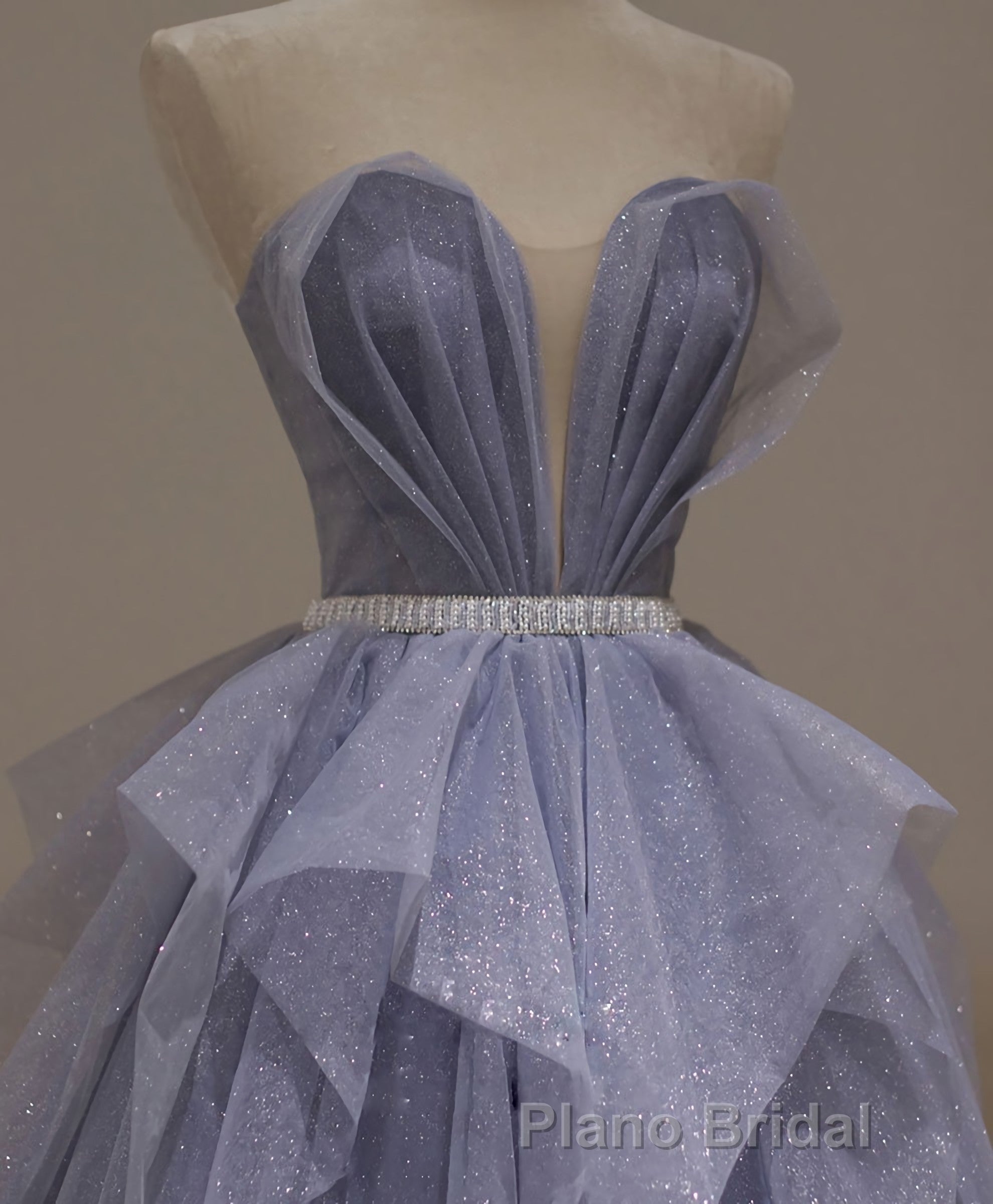 Purple Sweetheart Neck Tulle Sequin Long Formal Prom Dresses, Tulle Prom Dresses Secondary image