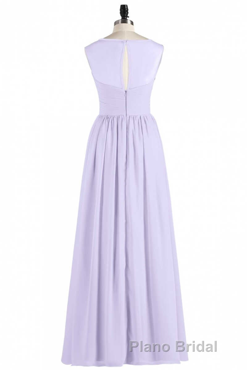 Lavender Chiffon Sweetheart Cutout Back A-Line Long Bridesmaid Dresses