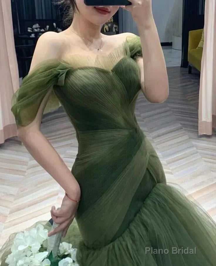 Elegant Off Shoulder Sleeveless A-line Floor Length Prom Dress Secondary image