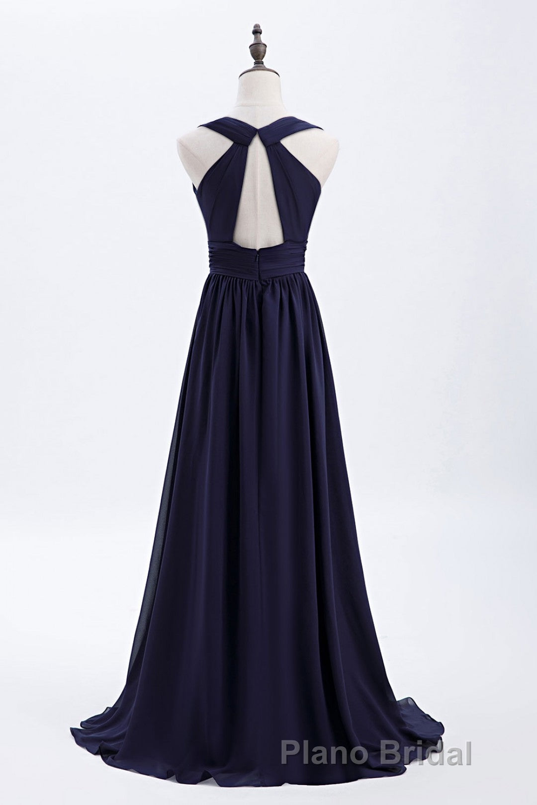 Empire Navy Blue Chiffon A-line Long Bridesmaid Dresses Secondary image
