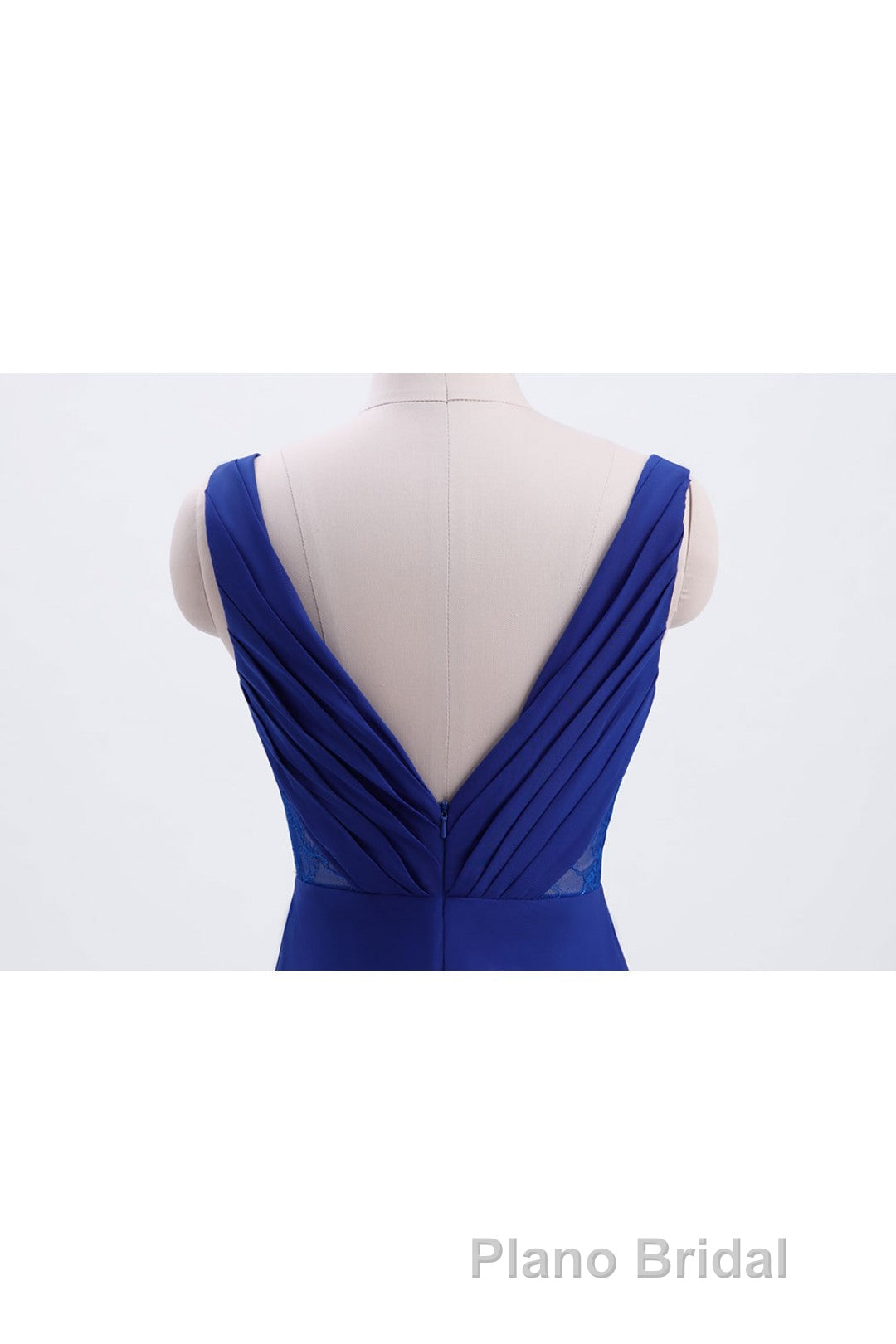 Royal Blue Pleated A-line Chiffon Long Bridesmaid Dresses