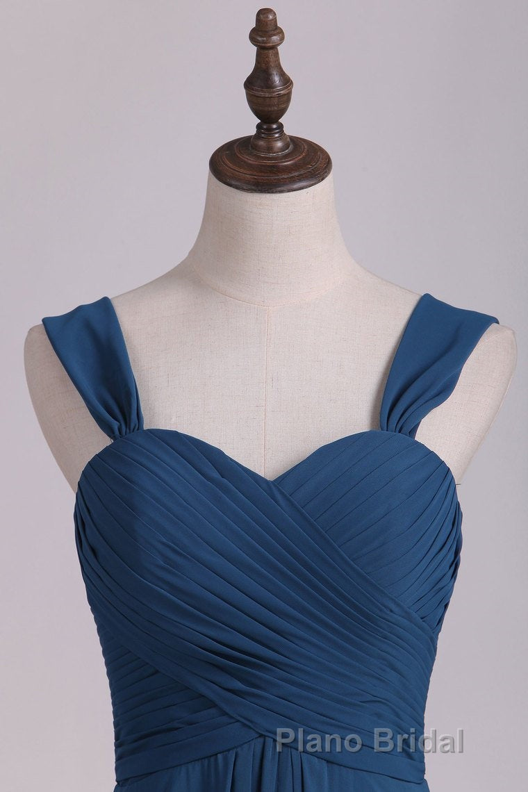 Navy Blue Chiffon Sweetheart A-Line Long Bridesmaid Dresses Secondary image
