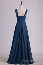 Navy Blue Chiffon Sweetheart A-Line Long Bridesmaid Dresses
