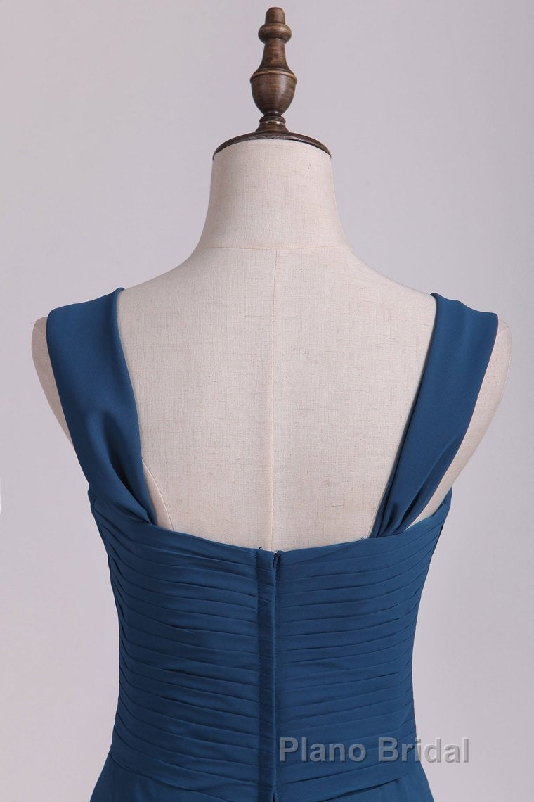 Navy Blue Chiffon Sweetheart A-Line Long Bridesmaid Dresses