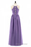 Purple Spaghetti Straps A-Line Long Bridesmaid Dresses