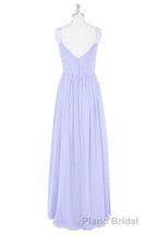 Lavender Chiffon V-Neck Backless Long Bridesmaid Dresses