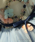 Gray Blue Tulle Short Formal Prom Dresses, Tulle Homecoming Dresses