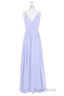 Lavender Chiffon V-Neck Backless Long Bridesmaid Dresses