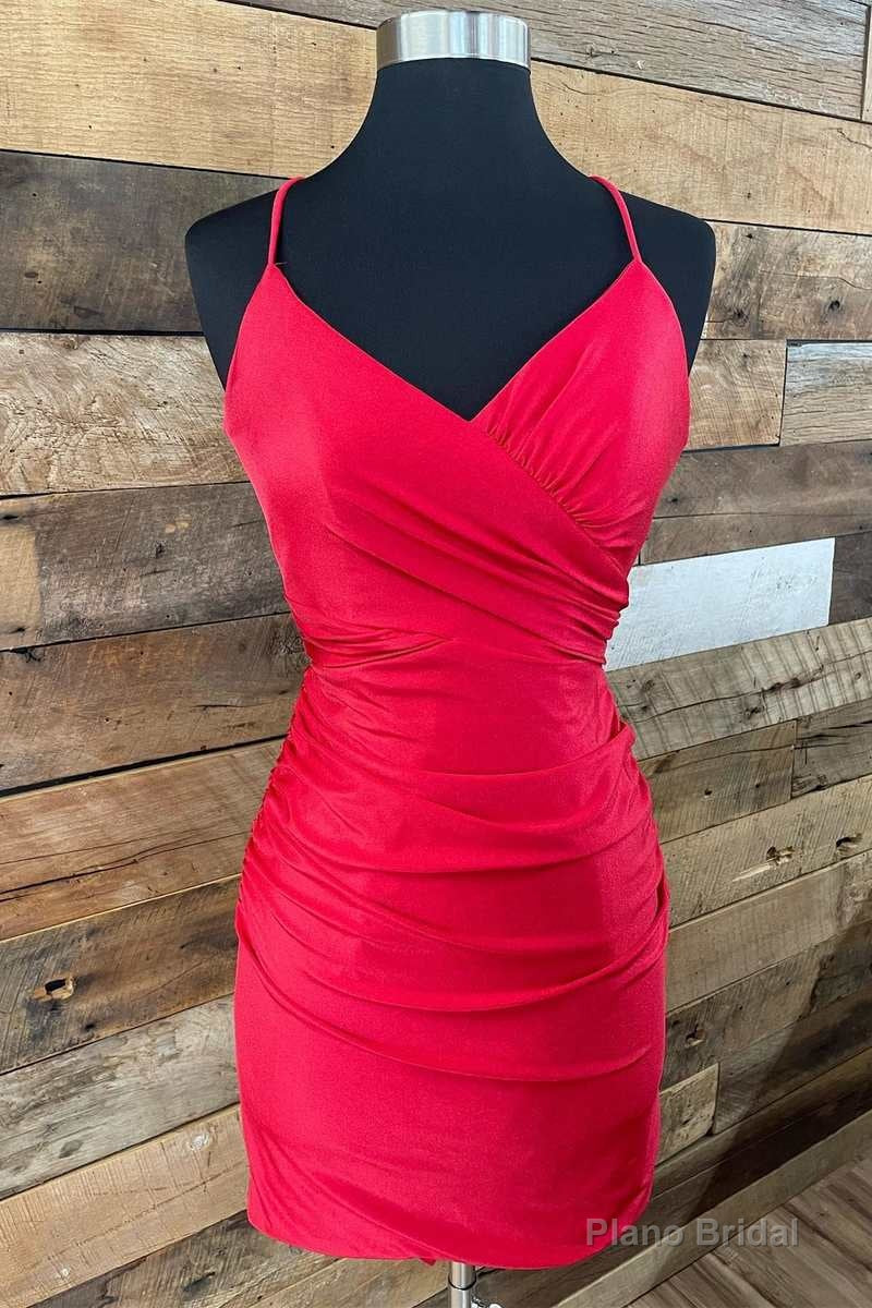 Barbie Pink Surplice Neck Lace-Up Short Homecoming Dress Main image