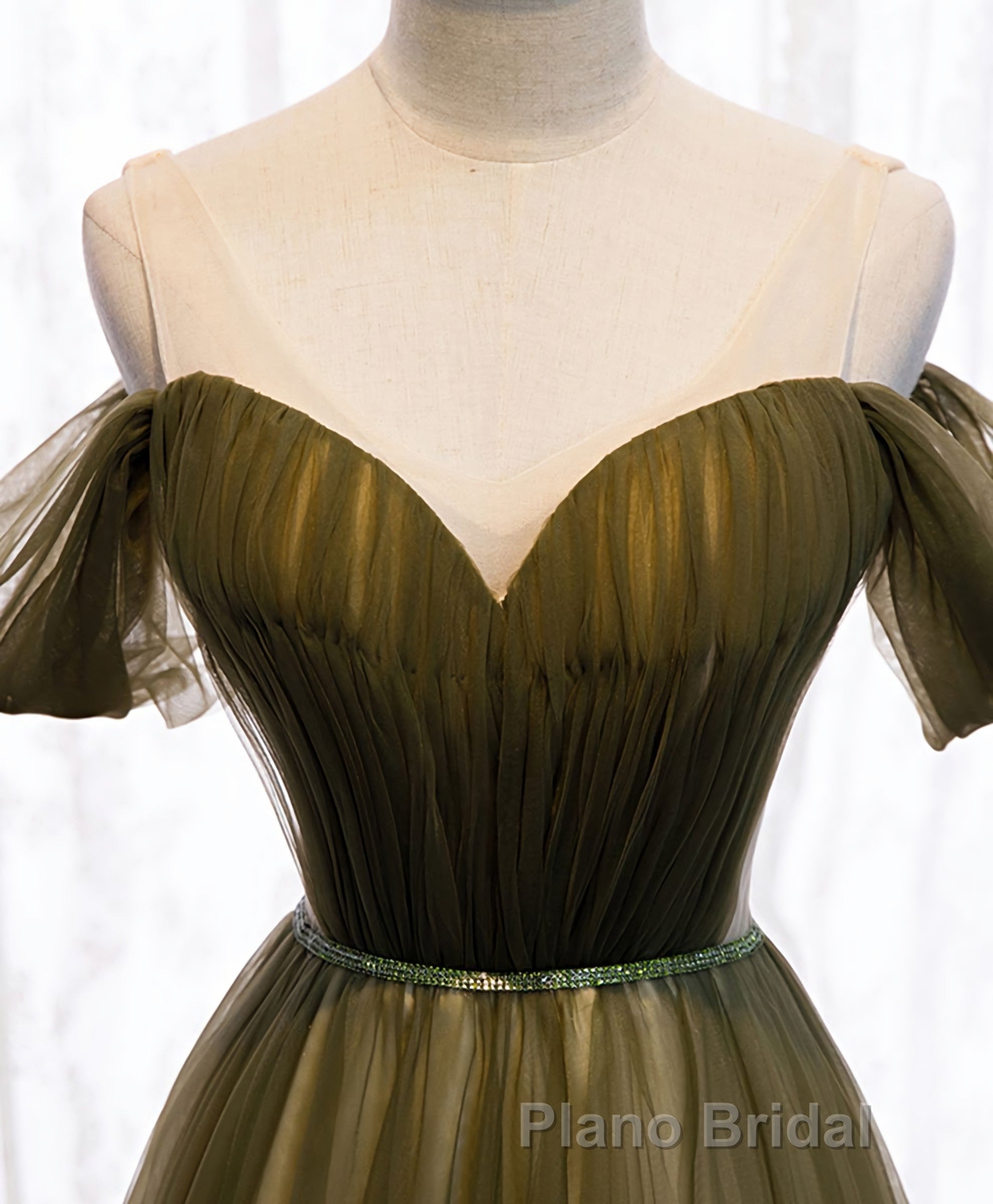 Simple Sweetheart Tulle Off Shoulder Long Formal Prom Dresses, Tulle Prom Dresses