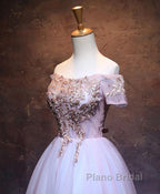 Cute Lace Applique Tulle Short Formal Prom Dress, Homecoming Dress
