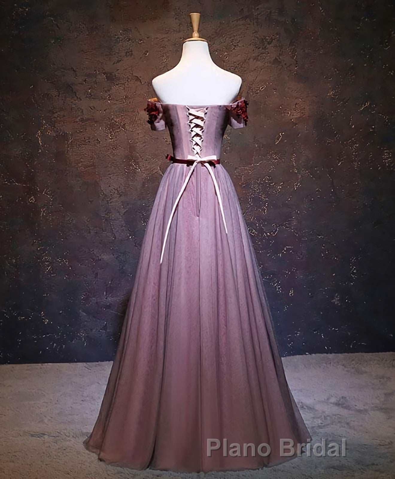 Pink Tulle Lace Applique Long Formal Prom Dresses, Evening Dresses