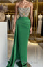 Strapless Emerald Green Mermaid Long Dress With Beads