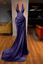 Halter V-Neck Mermaid Formal Prom Dresses Elegant