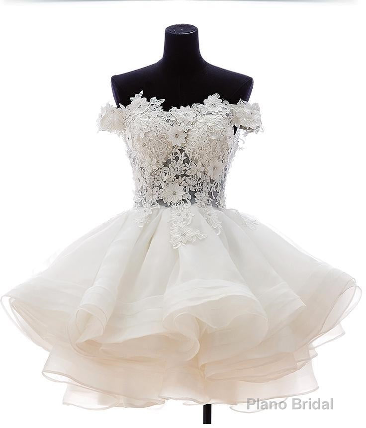 A-Line Off-the-Shoulder Appliques Short White Organza Homecoming Dress 2025 Main image