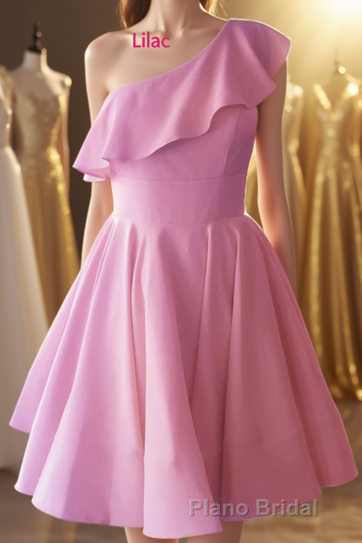 One Shoulder Ruffled Short Yellow Homecoming Dresses Main image