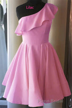 One Shoulder Ruffled Short Yellow Homecoming Dresses