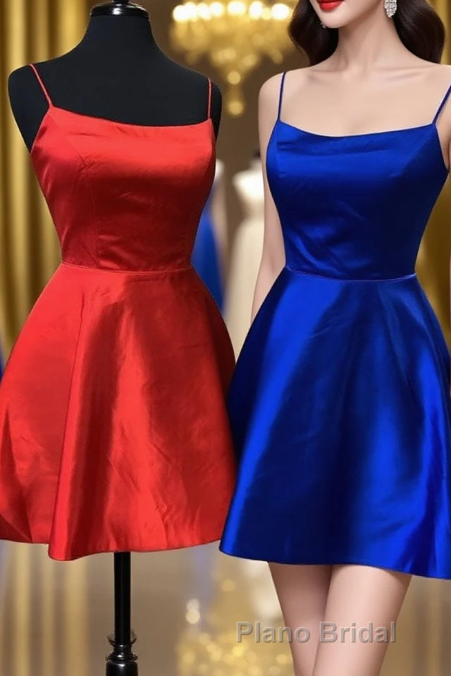 Straps Royal Blue Short Homecoming Dresses with Pockets Main image