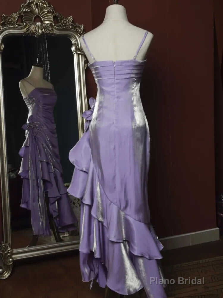 Light Purple Vintage Floral Dress Asymmetrical Hem Prom Gown Secondary image