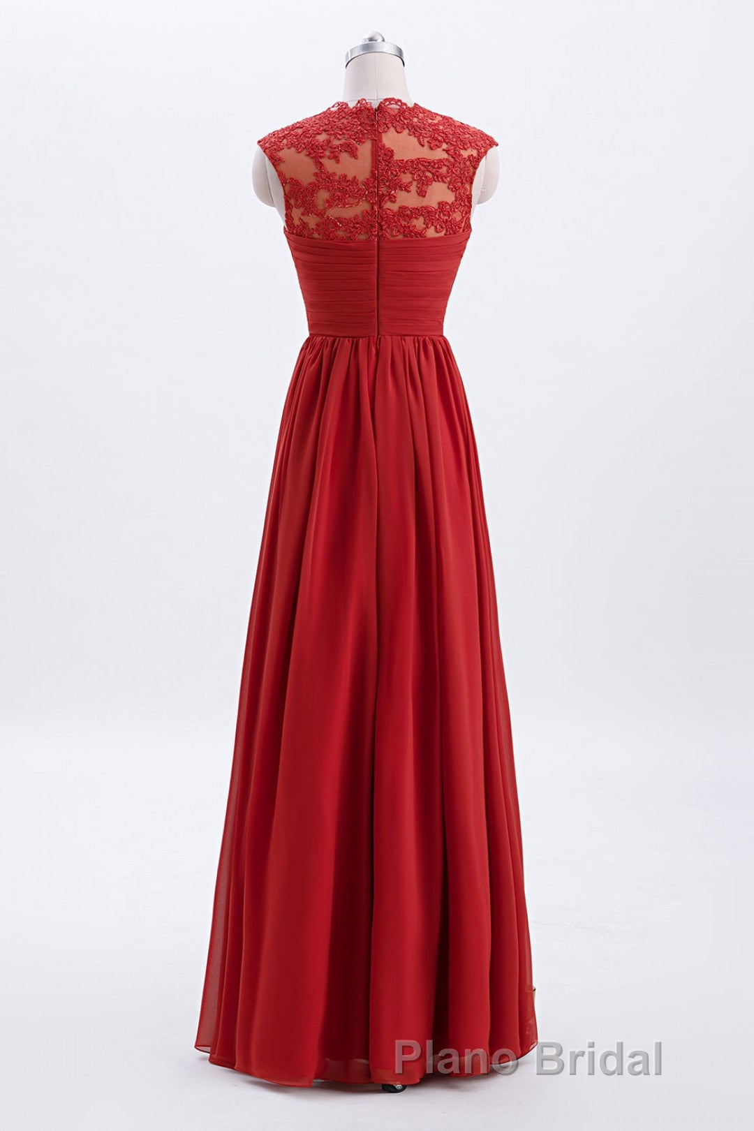 Elegant Red Chiffon Pleated A-line Long Bridesmaid Dresses