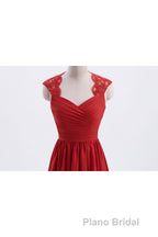 Elegant Red Chiffon Pleated A-line Long Bridesmaid Dresses