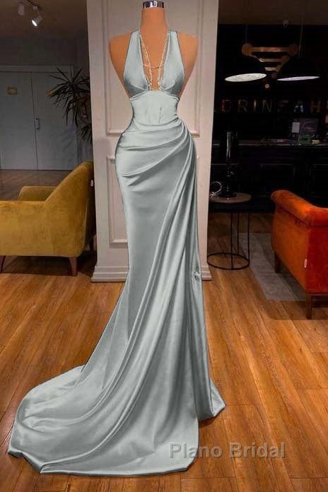 Halter V-Neck Mermaid Formal Prom Dresses Elegant