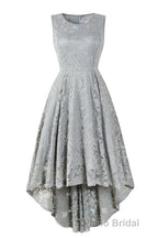 Sleeveless Hi-Low Lace Lavender Party Dresses