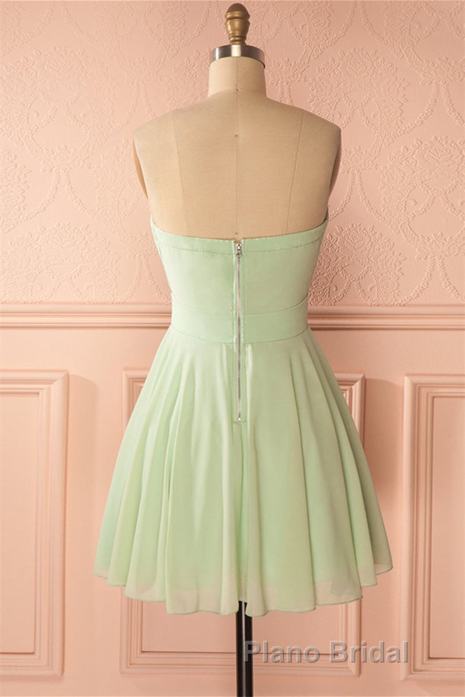 Sage Green Chiffon Strapless A-Line Short Dresses Secondary image