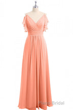 Rust Orange Cold-Shoulder A-Line Long Bridesmaid Dresses