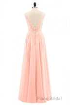 Pearl Pink Backless A-Line Long Bridesmaid Dresses