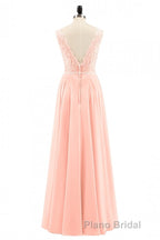Pearl Pink Backless A-Line Long Bridesmaid Dresses