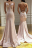 Spaghetti Straps Pink Mermaid Evening Party Dresses Long Formal Prom Dresses