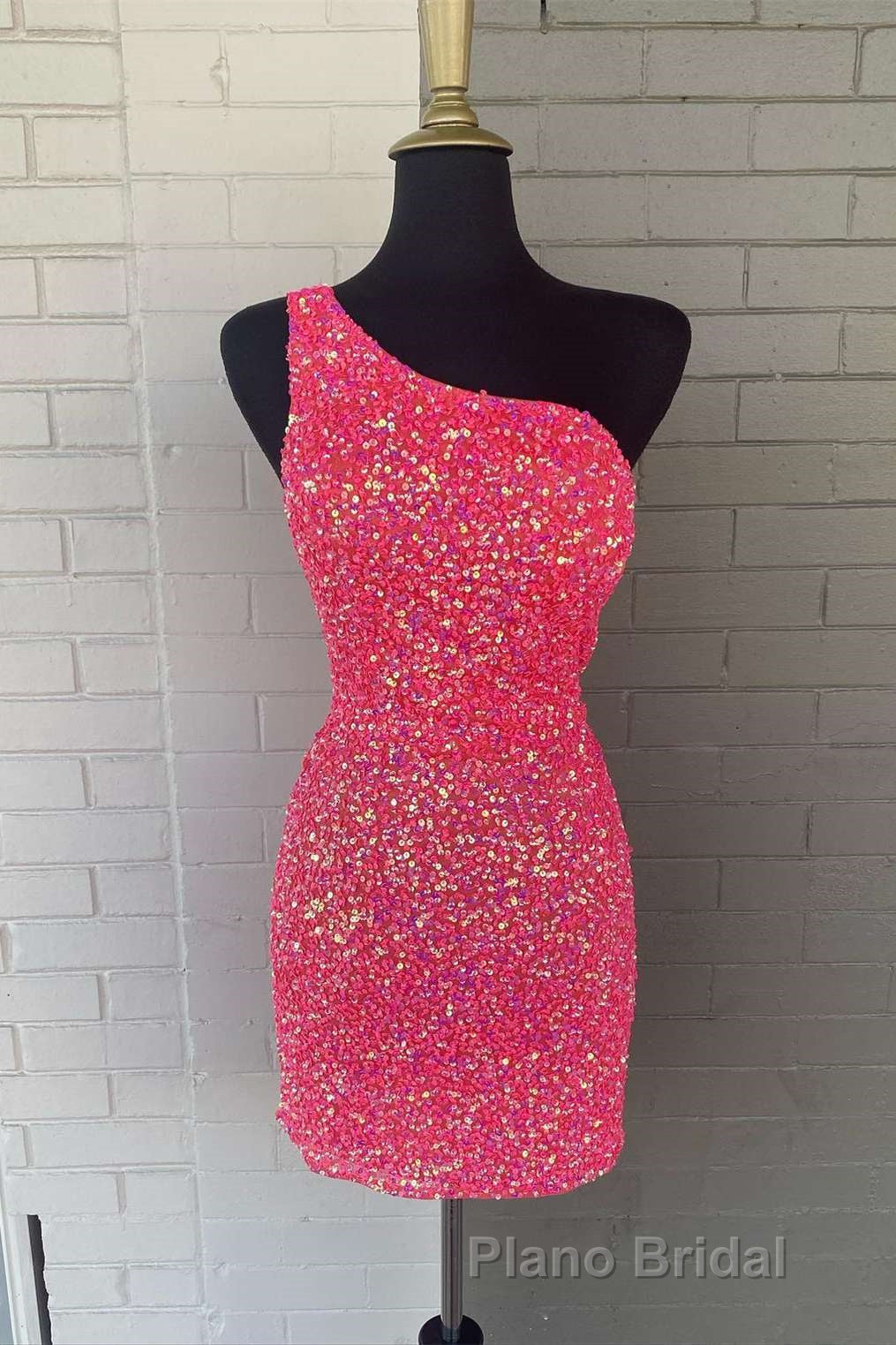 Blue Sequin One-Shoulder Cutout Bodycon Homecoming Dresses Secondary image