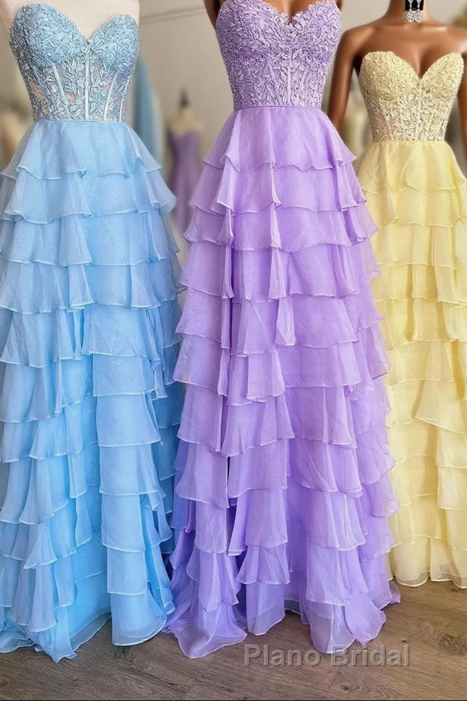 Lavender Illusion Halter Flower Appliques Multi-Layers Long Formal Prom Dresses