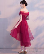 Burgundy Tulle Short Prom Dress Burgundy Homecoming Dress