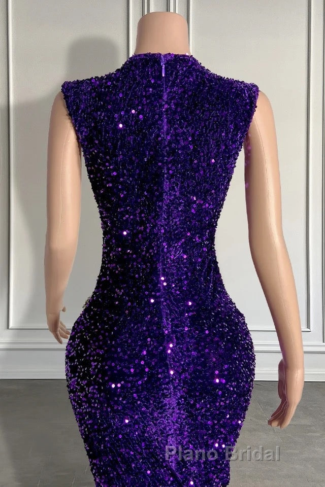 Sequined Sleeveless Mermaid Formal Prom Dress with Beadings