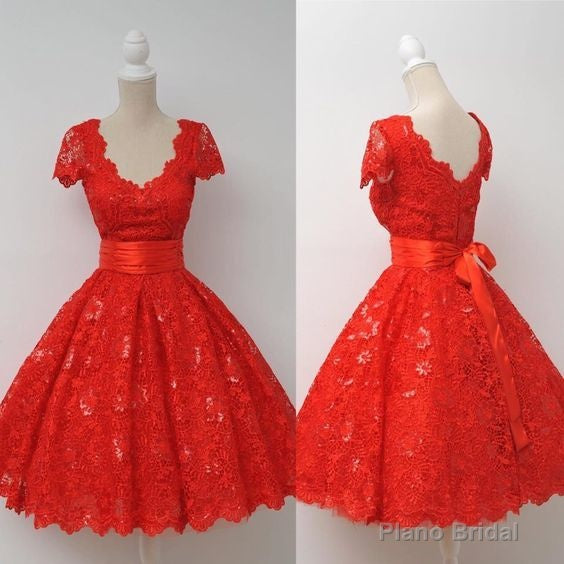 red homecoming dress lace homecoming dress cute homecoming dress Main image