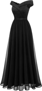 Womens Lace Bridesmaid Dress A-Line Off Shoulder Floral Lace Chiffon Formal Prom Dresses