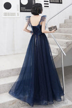 Dark Blue Sweetheart Tulle Long Prom Dress Blue Tulle Formal Dress