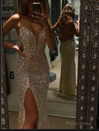 A-line V Neck Prom Dresses With Split Prom Evening Dress