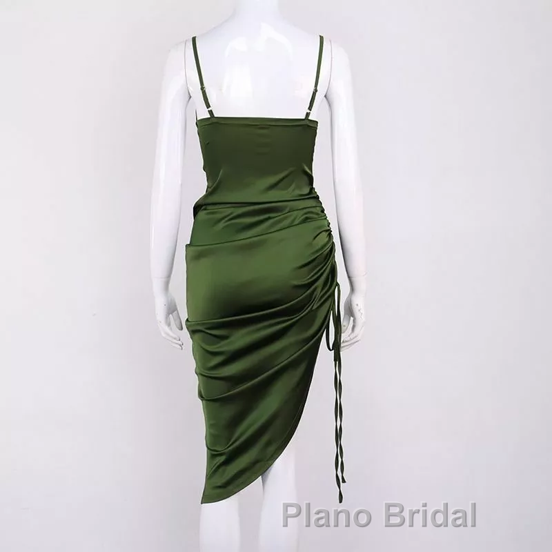 New Satin Green Formal Prom Dress Spaghetti Strap Party Evening Dress Secondary image