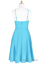 Pool Blue Chiffon Halter Short Bridesmaid Dresses