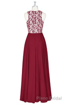 Red Print Sleeveless A-Line Long Bridesmaid Dresses