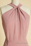 Dusty Pink Twist-Front Backless Long Prom Dresses