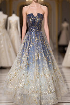 Unique Tulle Lace Long Formal Prom Dresses, Tulle Lace Prom Dresses, 2